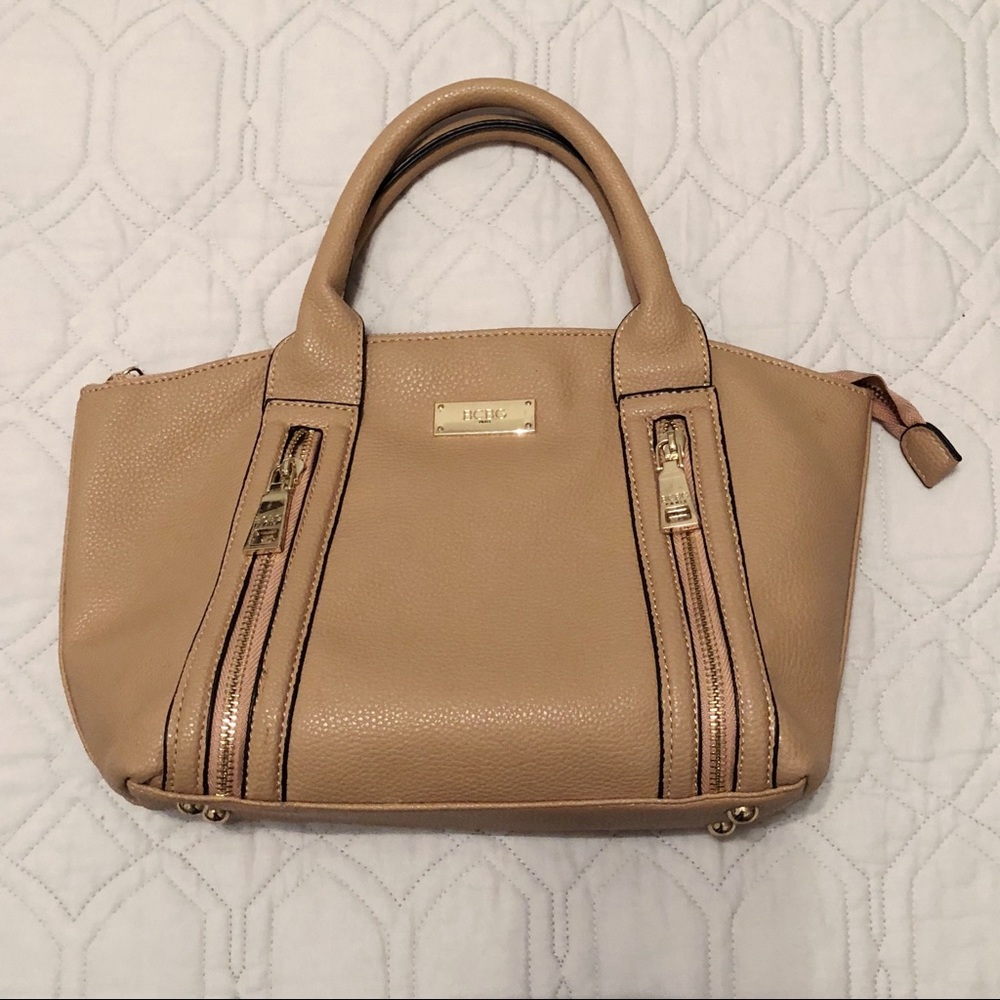 BCBG Tan Satchel Zipper Handbag